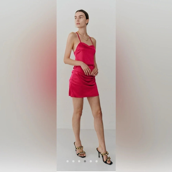 BIRGITTE HERSKIND SATIN ORLY MINI DRESS WITH CRISSCROSSED STRAPS AND BARE BACK - Picture 1 of 13